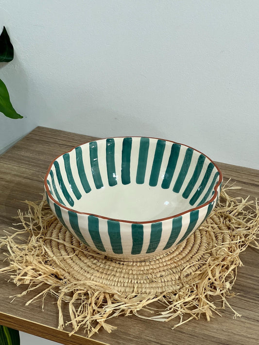 Colorful Handmade Salad Bowl | Wavy Sides Bowl | Ceramic Serving Bowl | Hand Painted Moroccan Artisanal Bowl | Kitchen Decor.