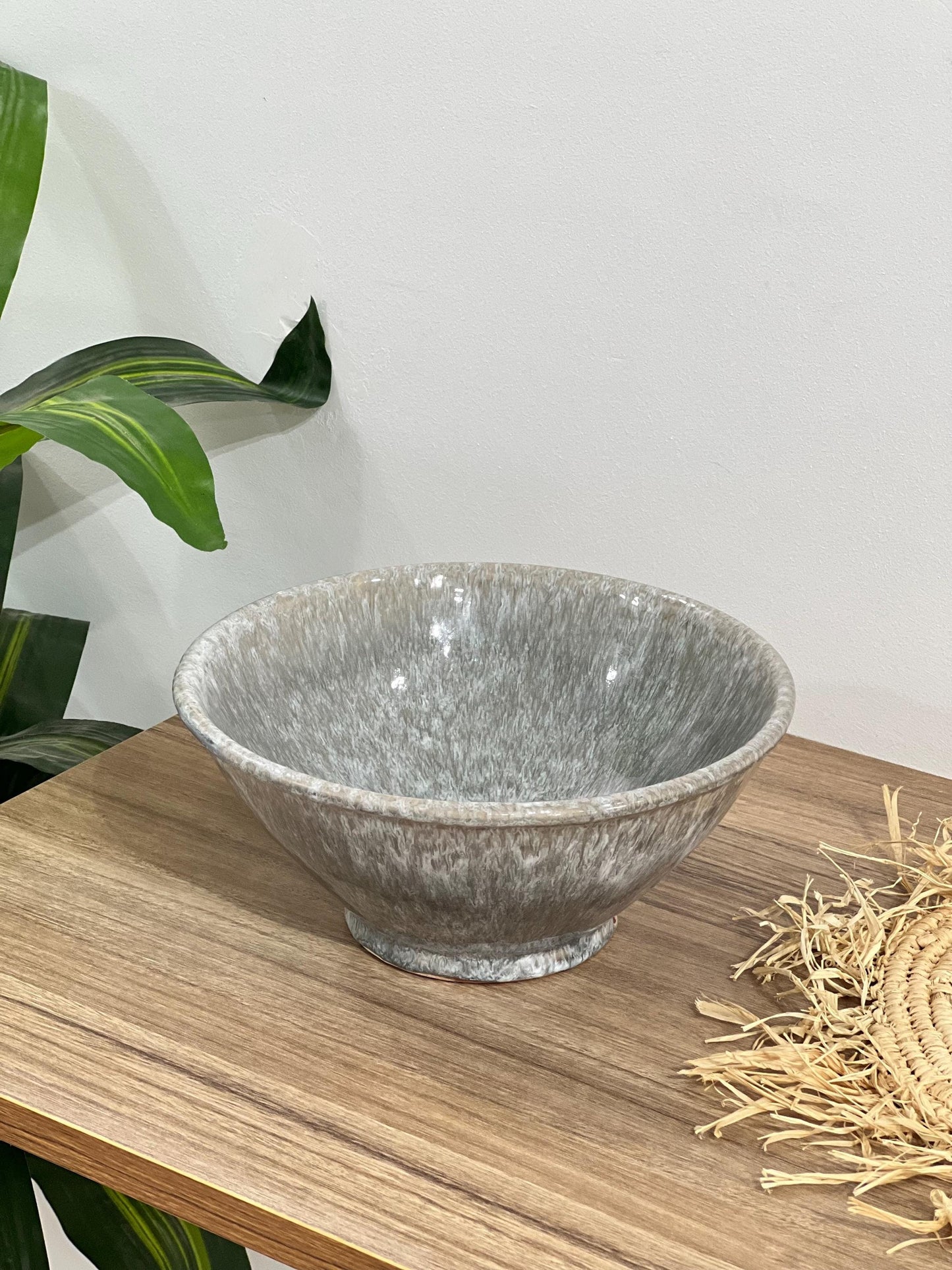 Handmade Smoky Gray Ceramic Bowl | Salad Bowl | Ceramic Serving Bowl | Hand Painted Moroccan Artisanal Bowl | Kitchen Decor.