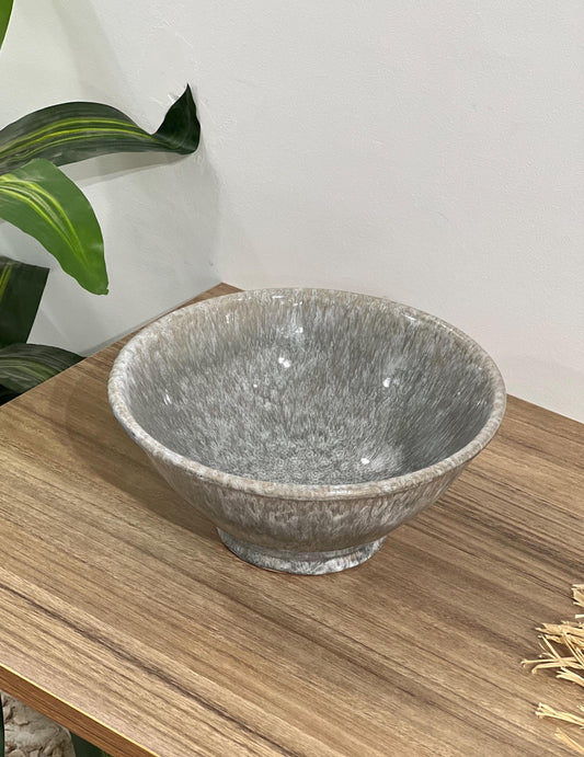 Handmade Smoky Gray Ceramic Bowl | Salad Bowl | Ceramic Serving Bowl | Hand Painted Moroccan Artisanal Bowl | Kitchen Decor.