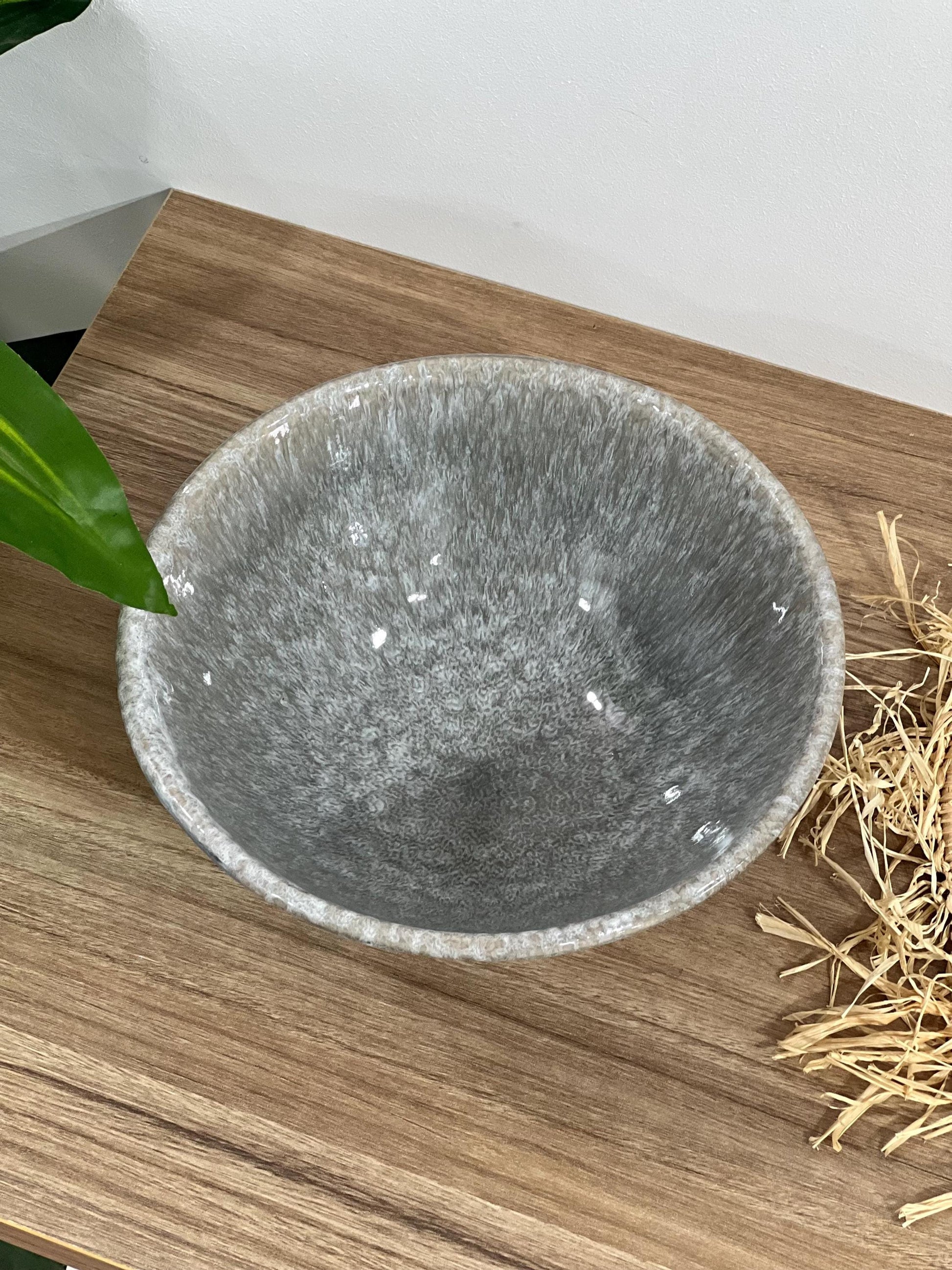 Handmade Smoky Gray Ceramic Bowl | Salad Bowl | Ceramic Serving Bowl | Hand Painted Moroccan Artisanal Bowl | Kitchen Decor.