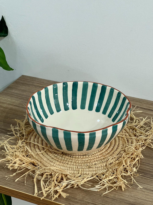 Two Handmade Salad Bowl | Wavy Sides Bowl | Ceramic Serving Bowl | Hand Painted Moroccan Artisanal Bowl | Kitchen Decor.