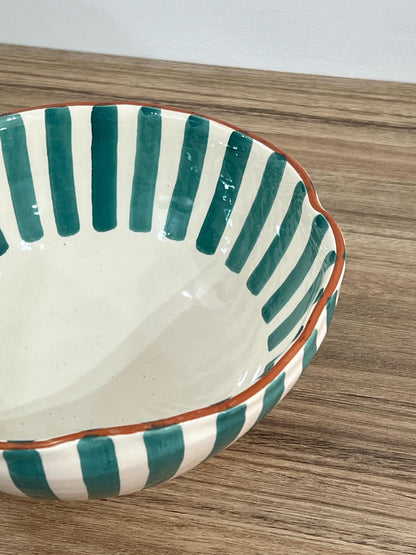 Two Handmade Salad Bowl | Wavy Sides Bowl | Ceramic Serving Bowl | Hand Painted Moroccan Artisanal Bowl | Kitchen Decor.