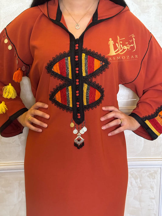 Moroccan Jellaba, Orange Djellaba, Women'S Jellaba, Boho, Jellaba for Woman, Gift, Gift for Her.