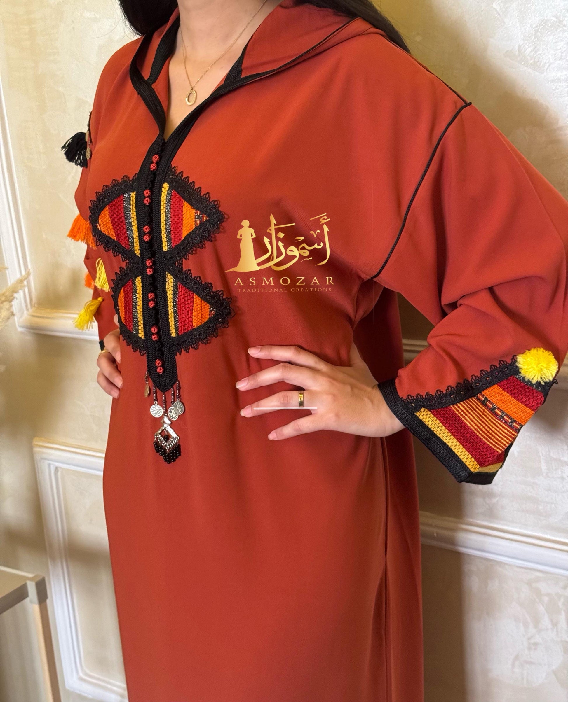Moroccan Jellaba, Orange Djellaba, Women'S Jellaba, Boho, Jellaba for Woman, Gift, Gift for Her.