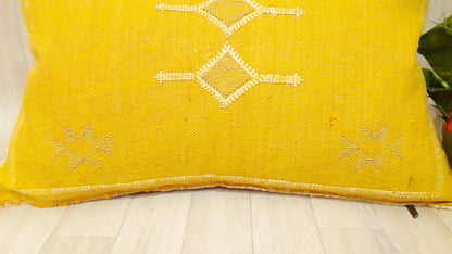 50% off Cactus Silk Pillow Cover, Moroccan Boho Throw Pillow ,Hand Woven Berber Pillow, Sabra Cactus Silk Cushion Cover,Pillow,Cushion