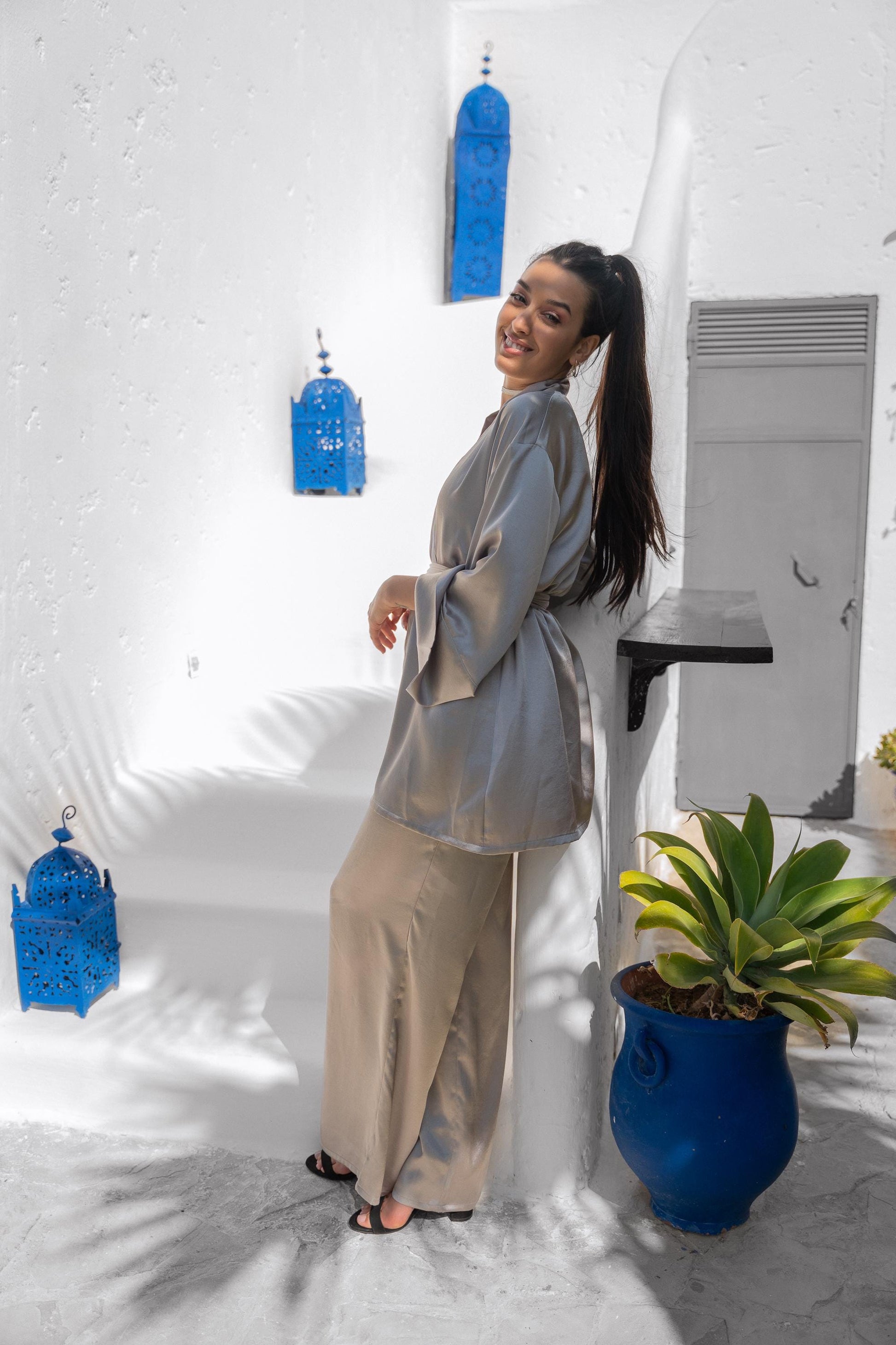 Women'S Two-Piece Kimono and Pants Set, Chic and Comfortable Handmade Summer Resortwear