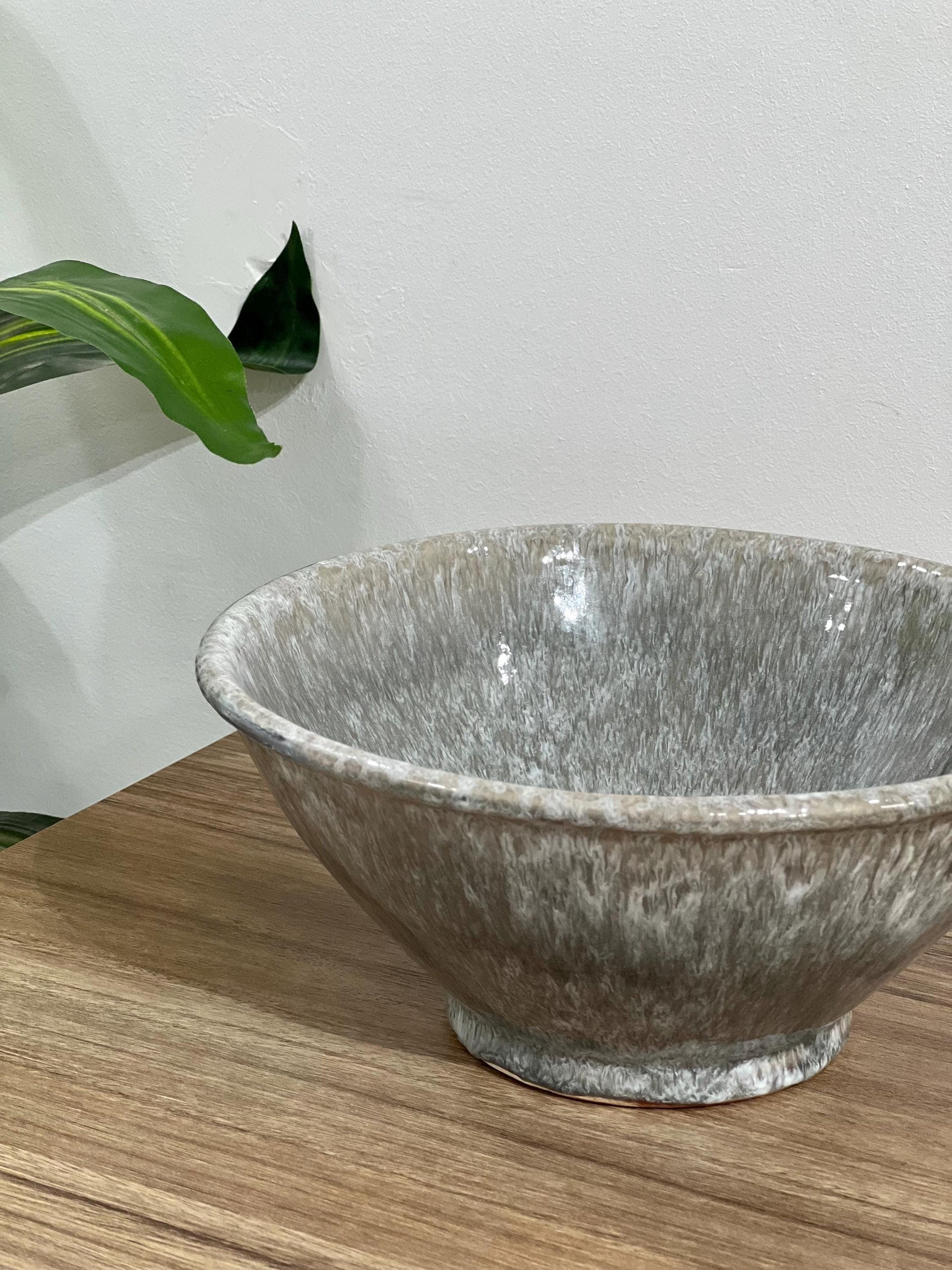 Handmade Smoky Gray Ceramic Bowl | Salad Bowl | Ceramic Serving Bowl | Hand Painted Moroccan Artisanal Bowl | Kitchen Decor.