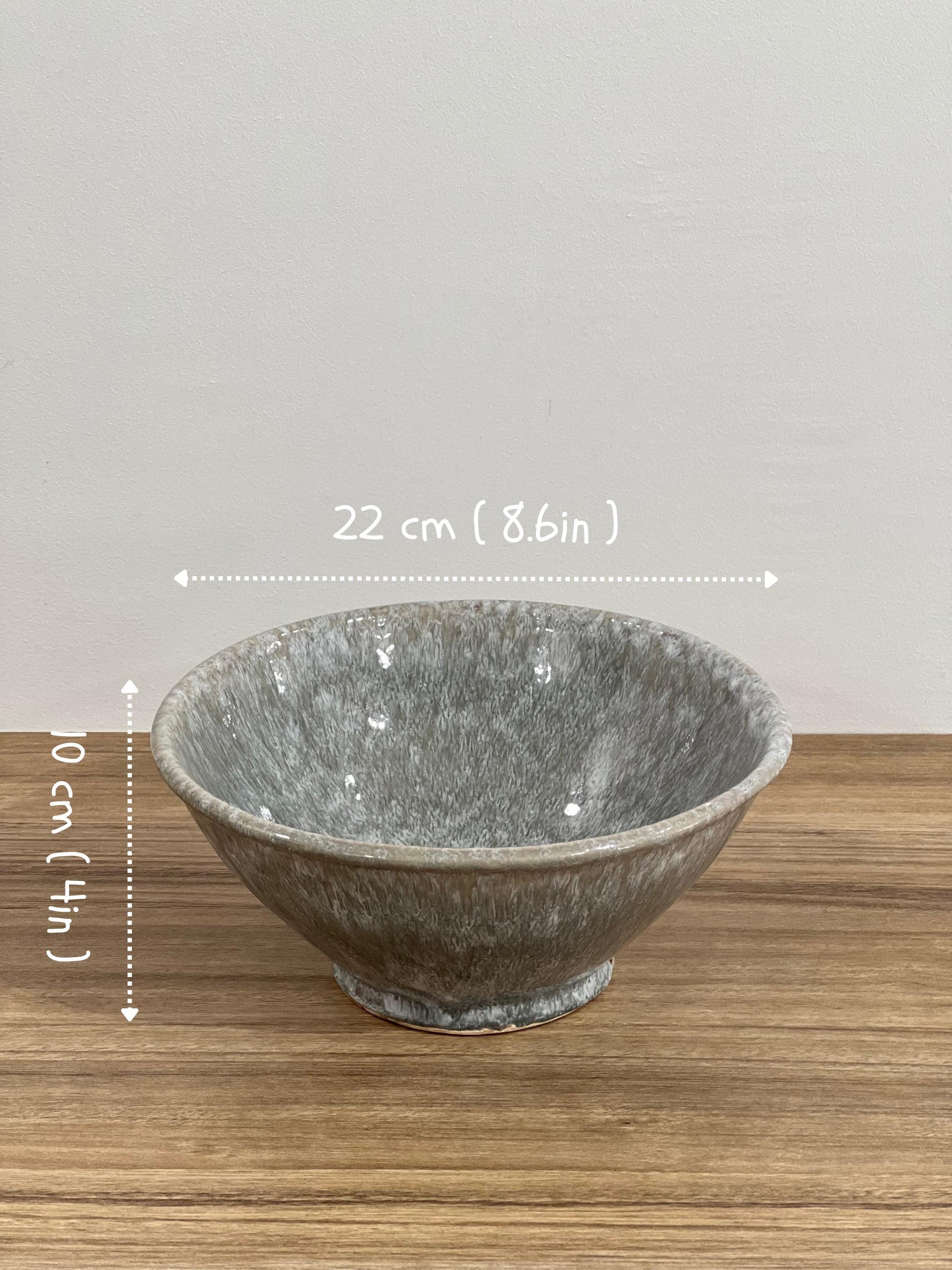 Handmade Smoky Gray Ceramic Bowl | Salad Bowl | Ceramic Serving Bowl | Hand Painted Moroccan Artisanal Bowl | Kitchen Decor.