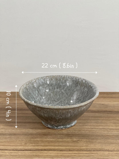 Handmade Smoky Gray Ceramic Bowl | Salad Bowl | Ceramic Serving Bowl | Hand Painted Moroccan Artisanal Bowl | Kitchen Decor.