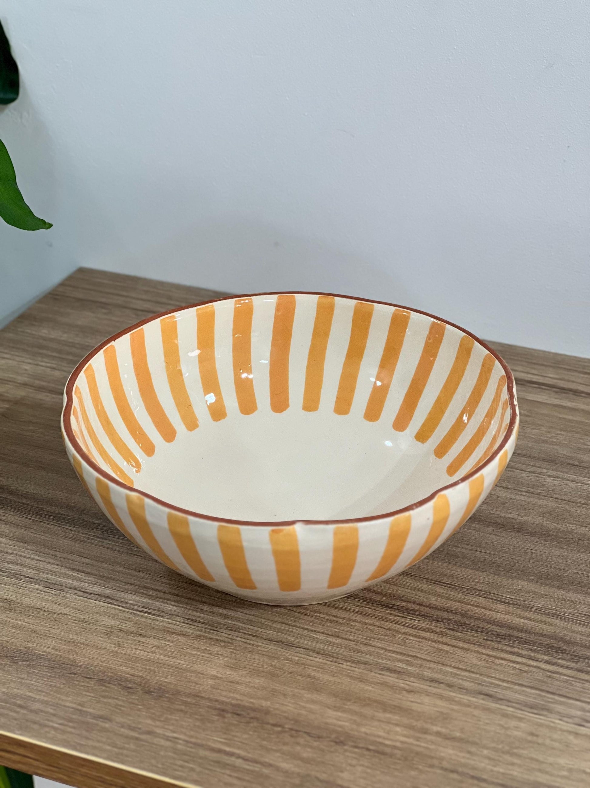 Two Handmade Salad Bowl | Wavy Sides Bowl | Ceramic Serving Bowl | Hand Painted Moroccan Artisanal Bowl | Kitchen Decor.