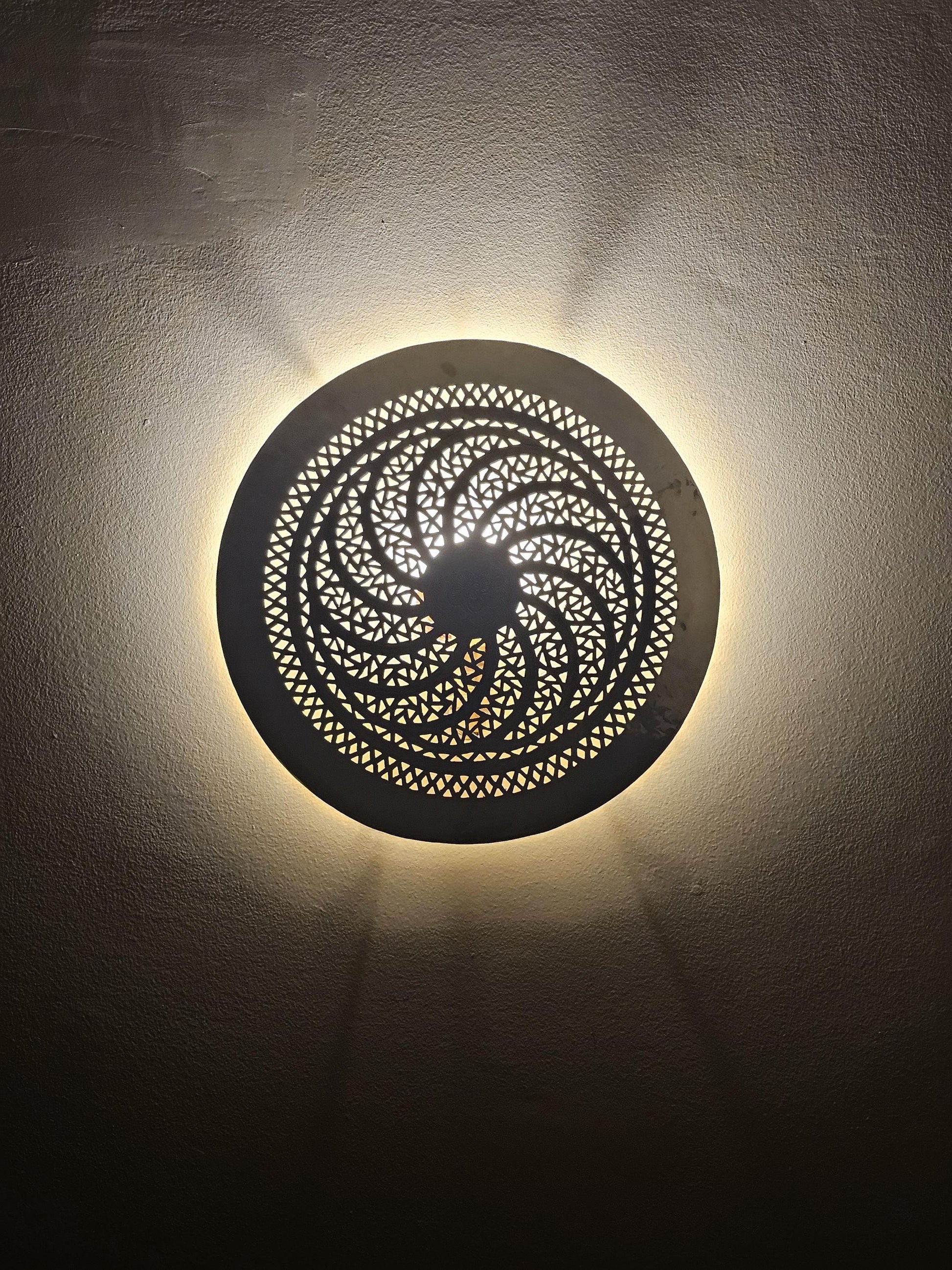 Moroccan round Brass Wall Sconce, Brass Wall Lamp