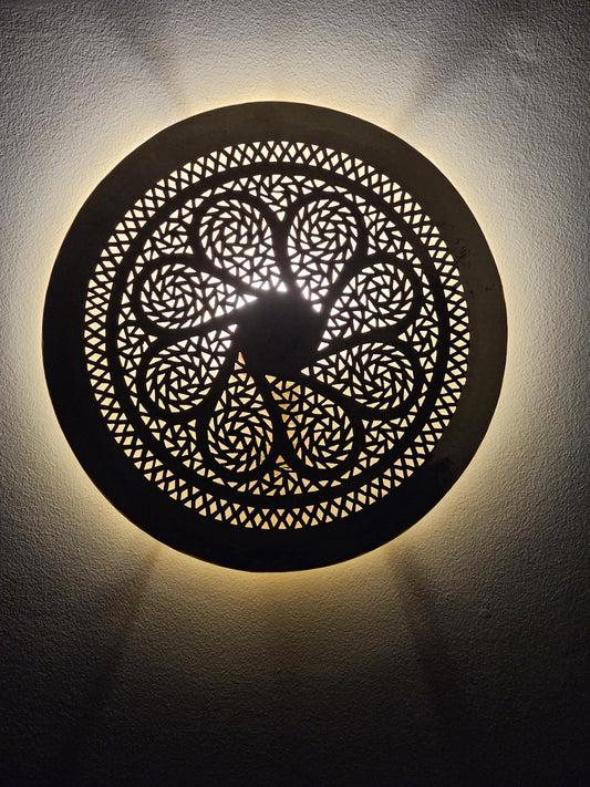 Moroccan round Brass Wall Sconce, Brass Wall Lamp