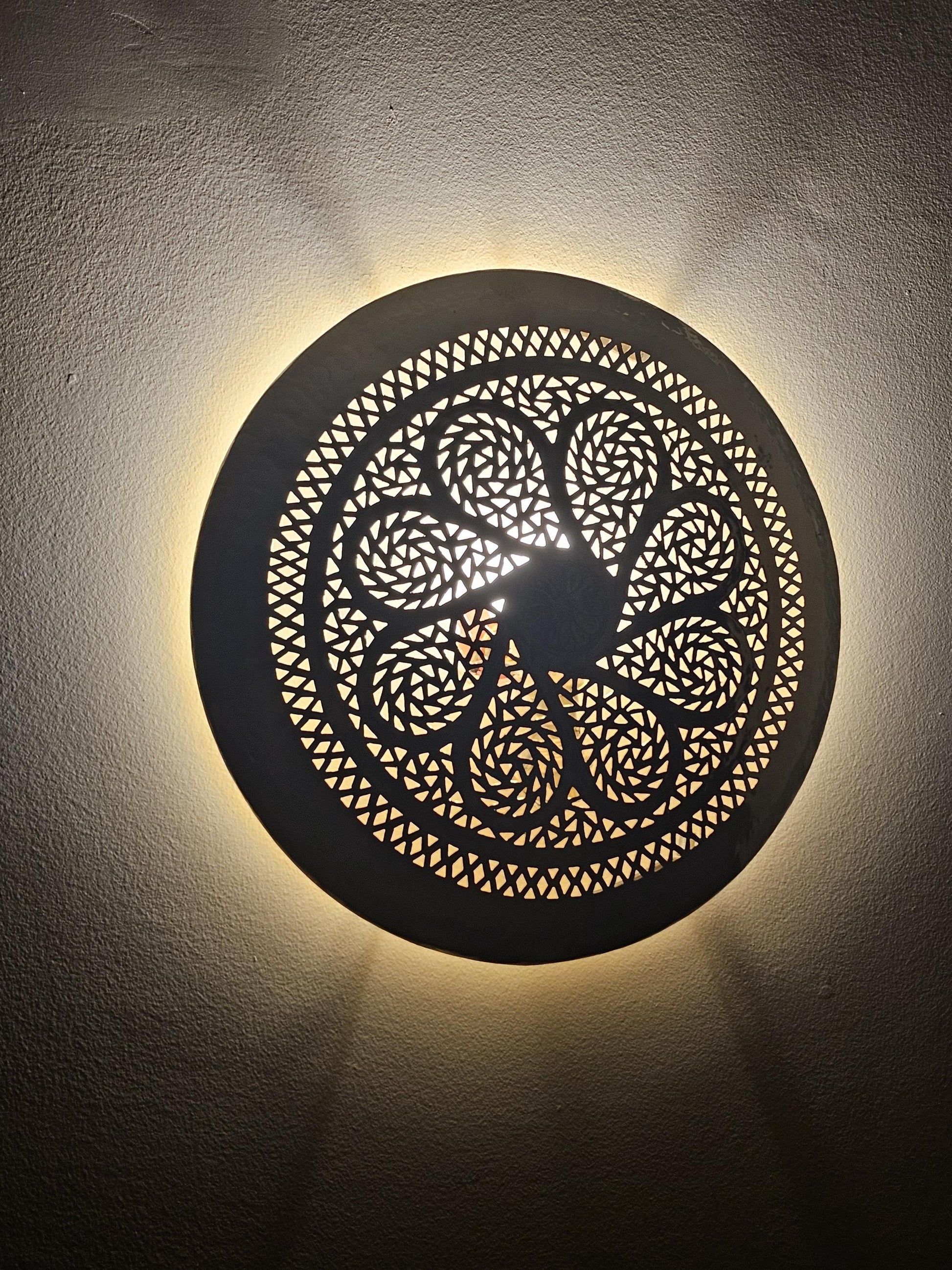 Moroccan round Brass Wall Sconce, Brass Wall Lamp