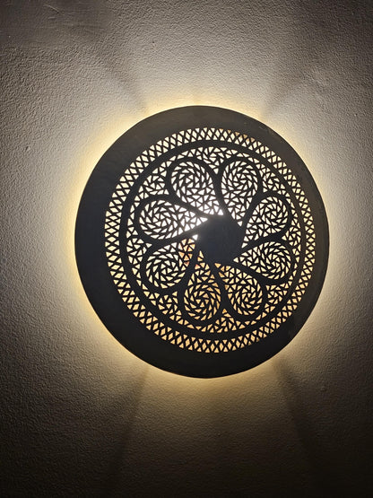Moroccan round Brass Wall Sconce, Brass Wall Lamp