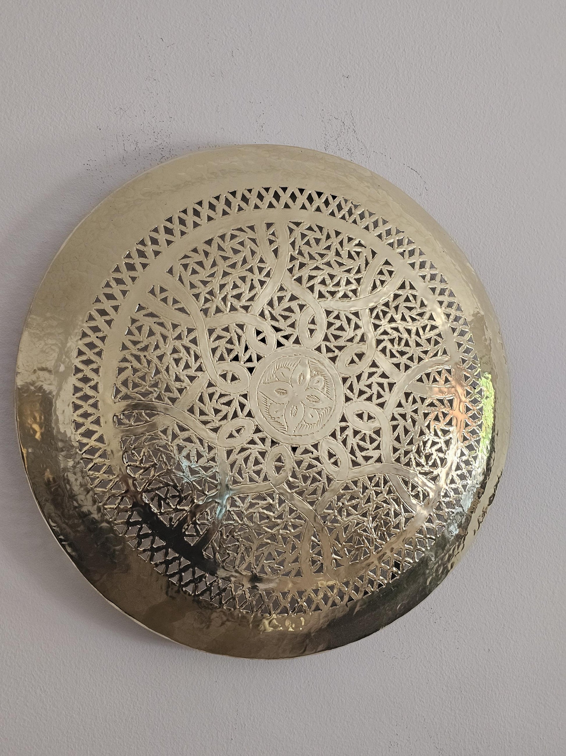 Moroccan round Brass Wall Sconce, Brass Wall Lamp