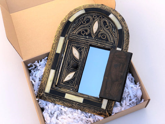 Funky Wall Mirror, Small Moroccan Mirror, Rustic Window Mirror, Handmade, Mirror Art, Bone Inlay Mirror