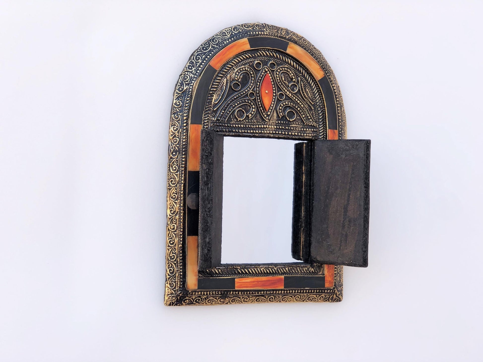 Funky Wall Mirror, Small Moroccan Mirror, Rustic Window Mirror, Handmade, Mirror Art, Bone Inlay Mirror