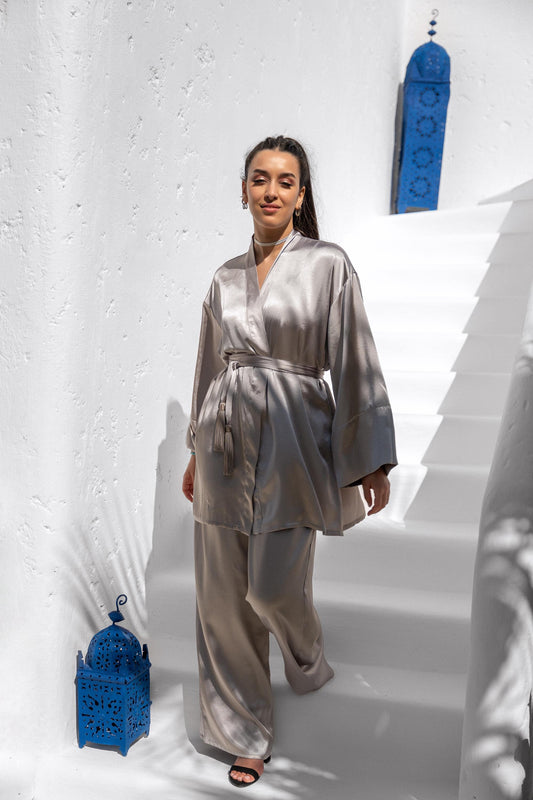 Women'S Two-Piece Kimono and Pants Set, Chic and Comfortable Handmade Summer Resortwear