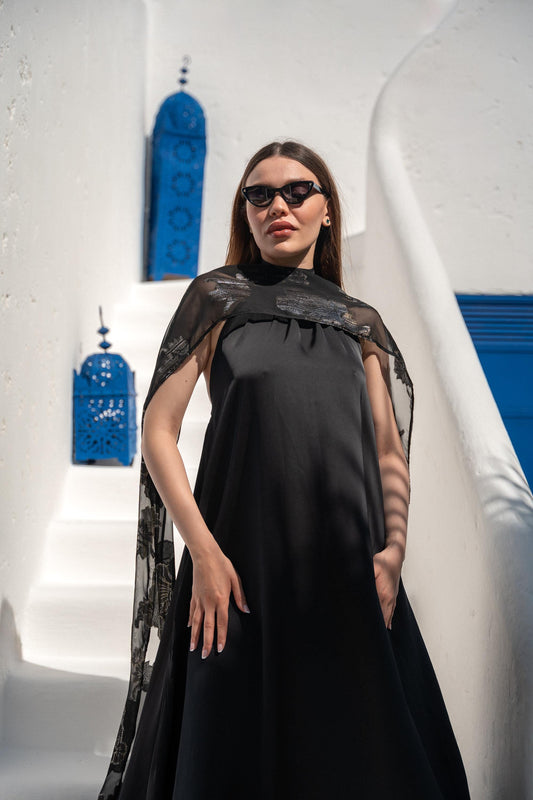 Maxi Black Dress, Party Dress, Open Back Dress, Chic Black Women Dress, Evening Dress, Wedding Outfit