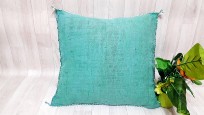 Cactus Silk Pillow Cover - Green Sabra Pillow - Handmade Morocco Cushion