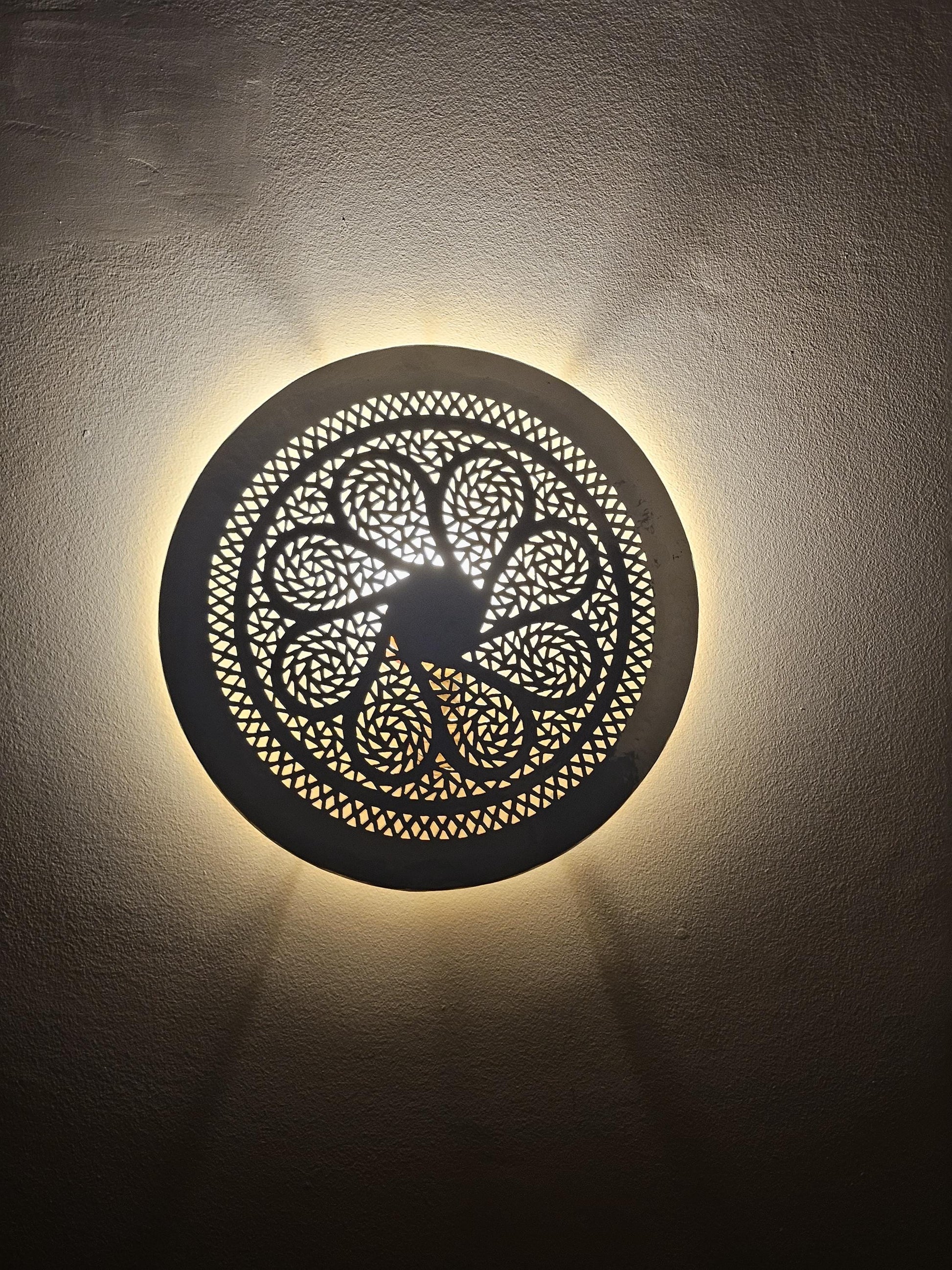 Moroccan round Brass Wall Sconce, Brass Wall Lamp