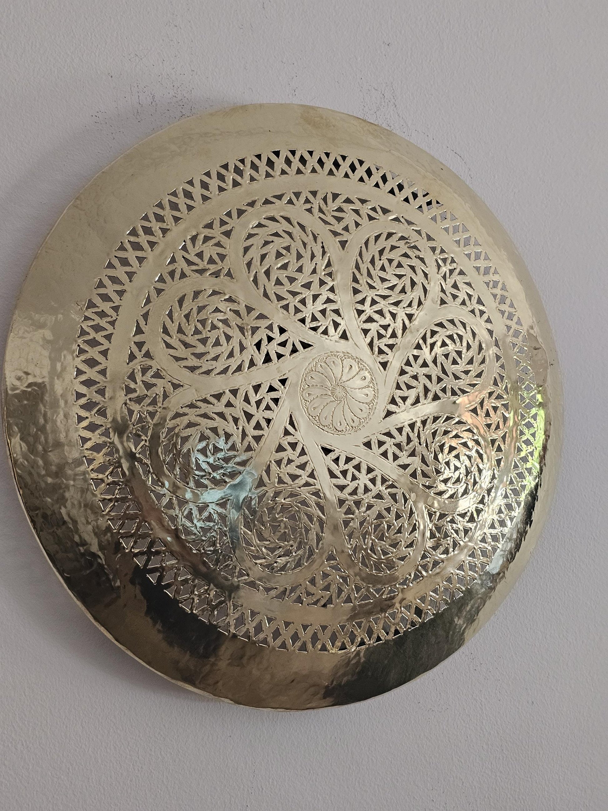 Moroccan round Brass Wall Sconce, Brass Wall Lamp
