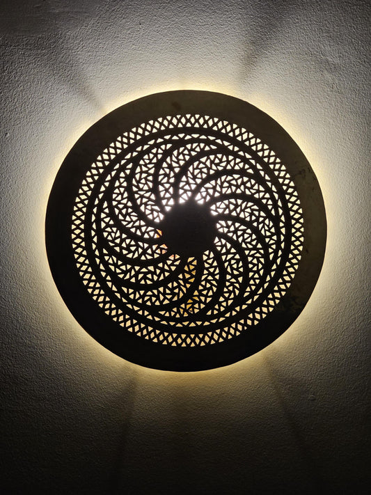 Moroccan round Brass Wall Sconce, Brass Wall Lamp