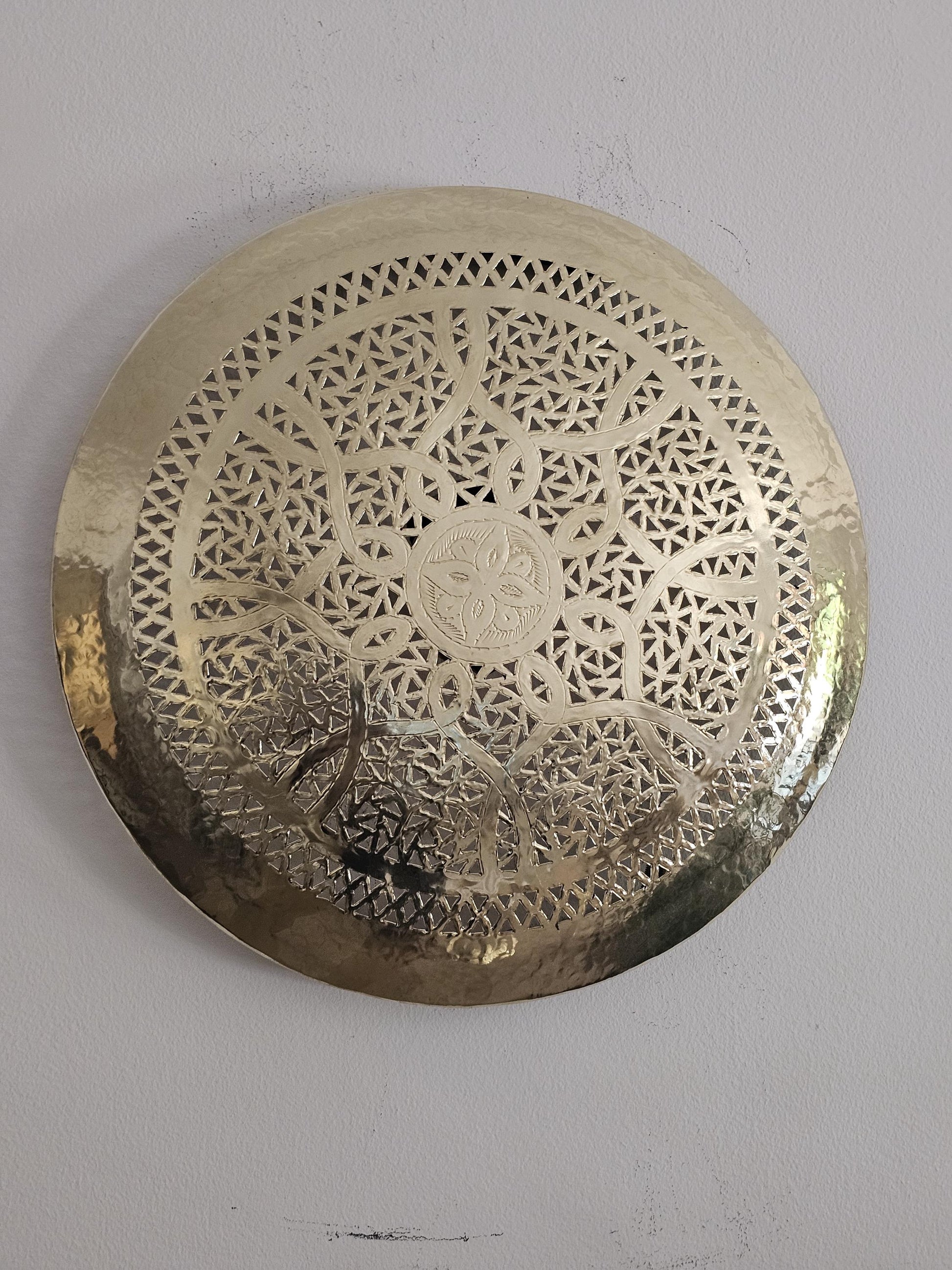 Moroccan round Brass Wall Sconce, Brass Wall Lamp