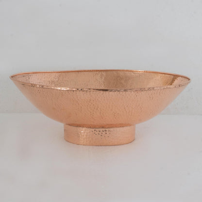 Oval Solid Copper Vessel Sink, Hammered Bathroom Vanity Sink, Powder Room Basin Sink