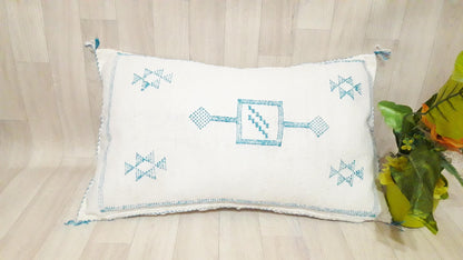 Pillow Decor Cover,Pillow , Soft Pillow Moroccan Boho Throw Pillow ,Hand Woven Berber Pillow, Sabra Cactus Silk Cushion Cover,Pillow,Cushion