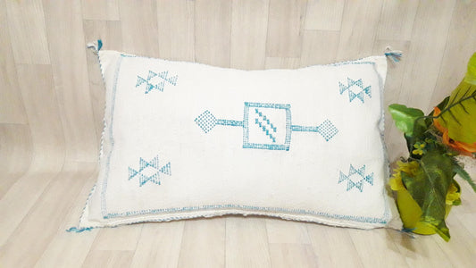 Pillow Decor Cover,Pillow , Soft Pillow Moroccan Boho Throw Pillow ,Hand Woven Berber Pillow, Sabra Cactus Silk Cushion Cover,Pillow,Cushion