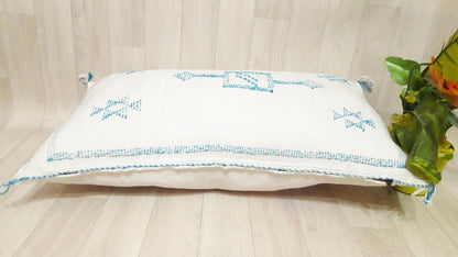 Pillow Decor Cover,Pillow , Soft Pillow Moroccan Boho Throw Pillow ,Hand Woven Berber Pillow, Sabra Cactus Silk Cushion Cover,Pillow,Cushion