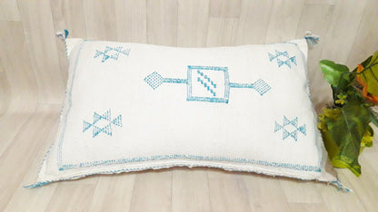 Pillow Decor Cover,Pillow , Soft Pillow Moroccan Boho Throw Pillow ,Hand Woven Berber Pillow, Sabra Cactus Silk Cushion Cover,Pillow,Cushion