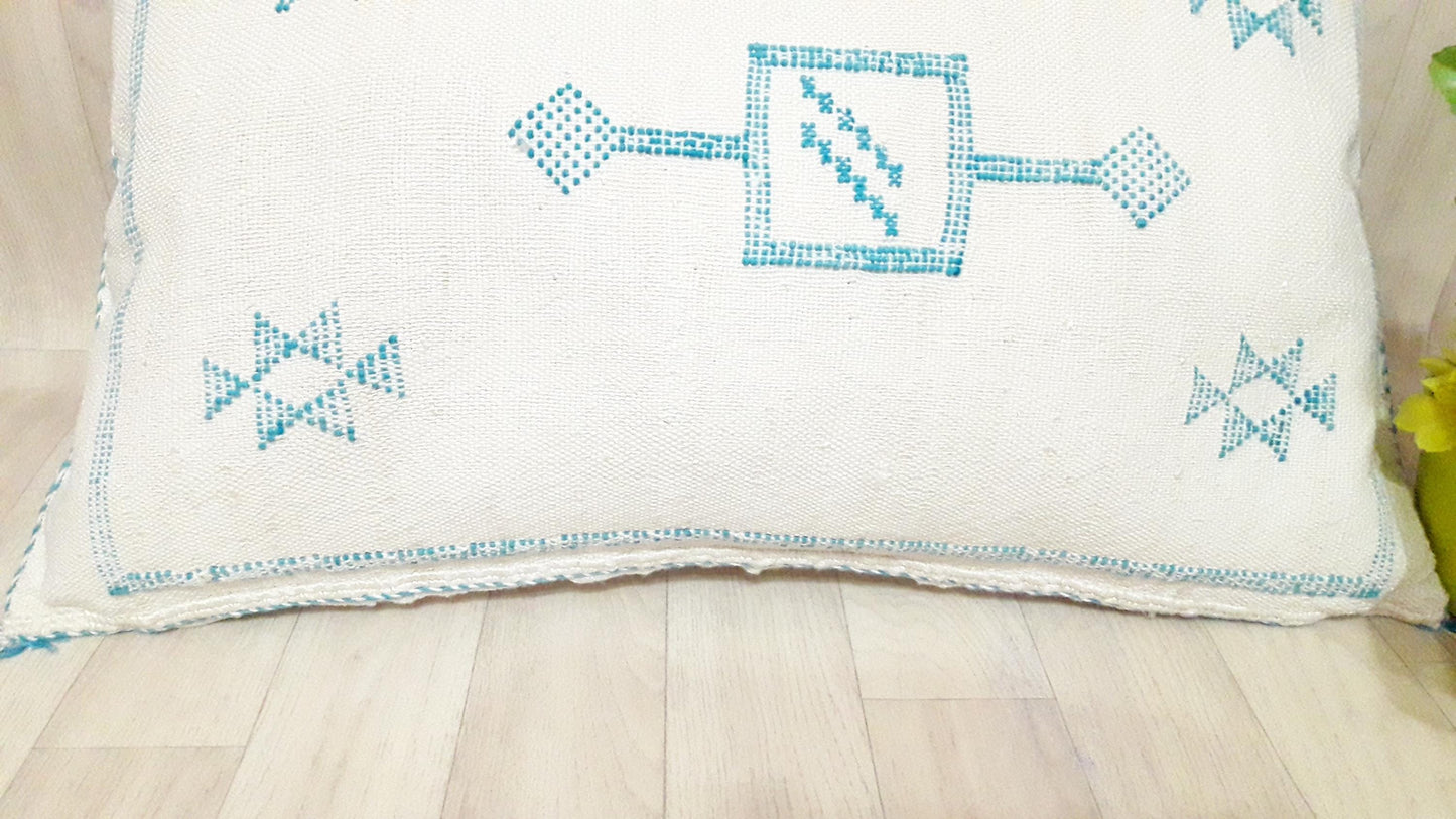 Pillow Decor Cover,Pillow , Soft Pillow Moroccan Boho Throw Pillow ,Hand Woven Berber Pillow, Sabra Cactus Silk Cushion Cover,Pillow,Cushion