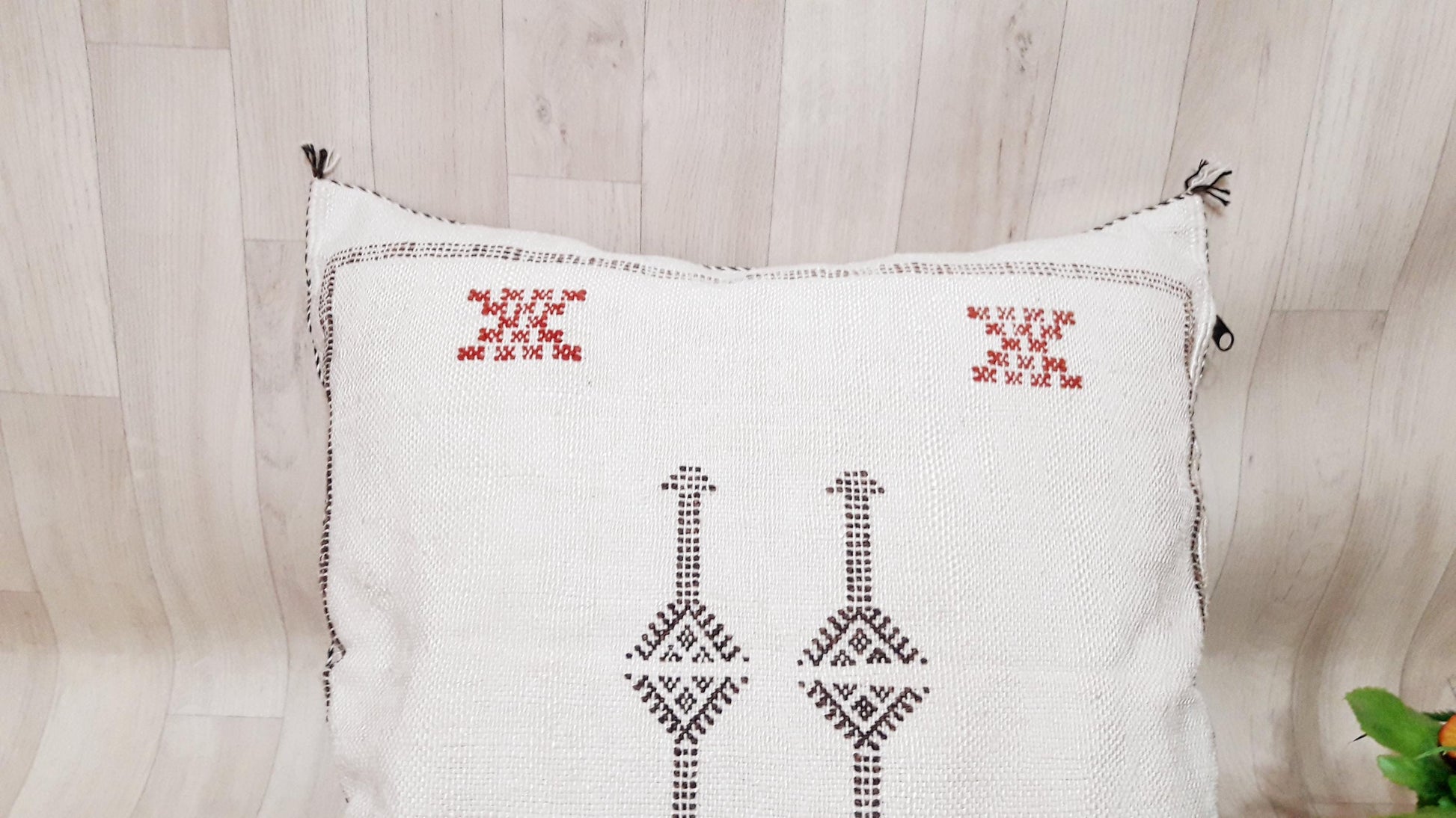 White Color Cactus Silk Pillow Cover, Moroccan Boho Throw Pillow ,Hand Woven Berber Pillow, Sabra Cactus Silk Cushion Cover,Pillow,Cushion