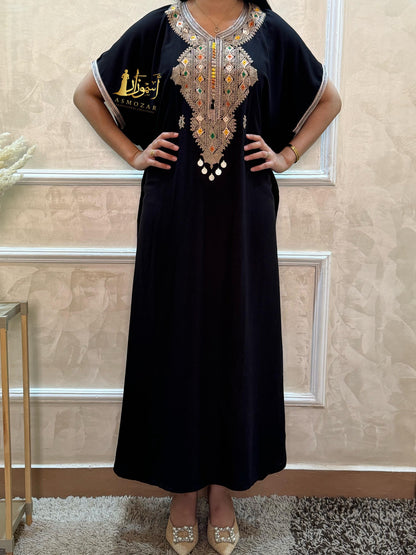 Moroccan Dress, Moroccan Gift, Kaftan, Islamic Dress, Black Caftan, Traditional Kaftan, One Size Dress, Oversized.