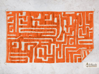 HAND TUFTED RUG, Bright Orange Moroccan Rug, Unique Beni Mrirt Rug, Shaggy Berber Carpet, Custom Made Wool Area Rug, Chic Benirugs.