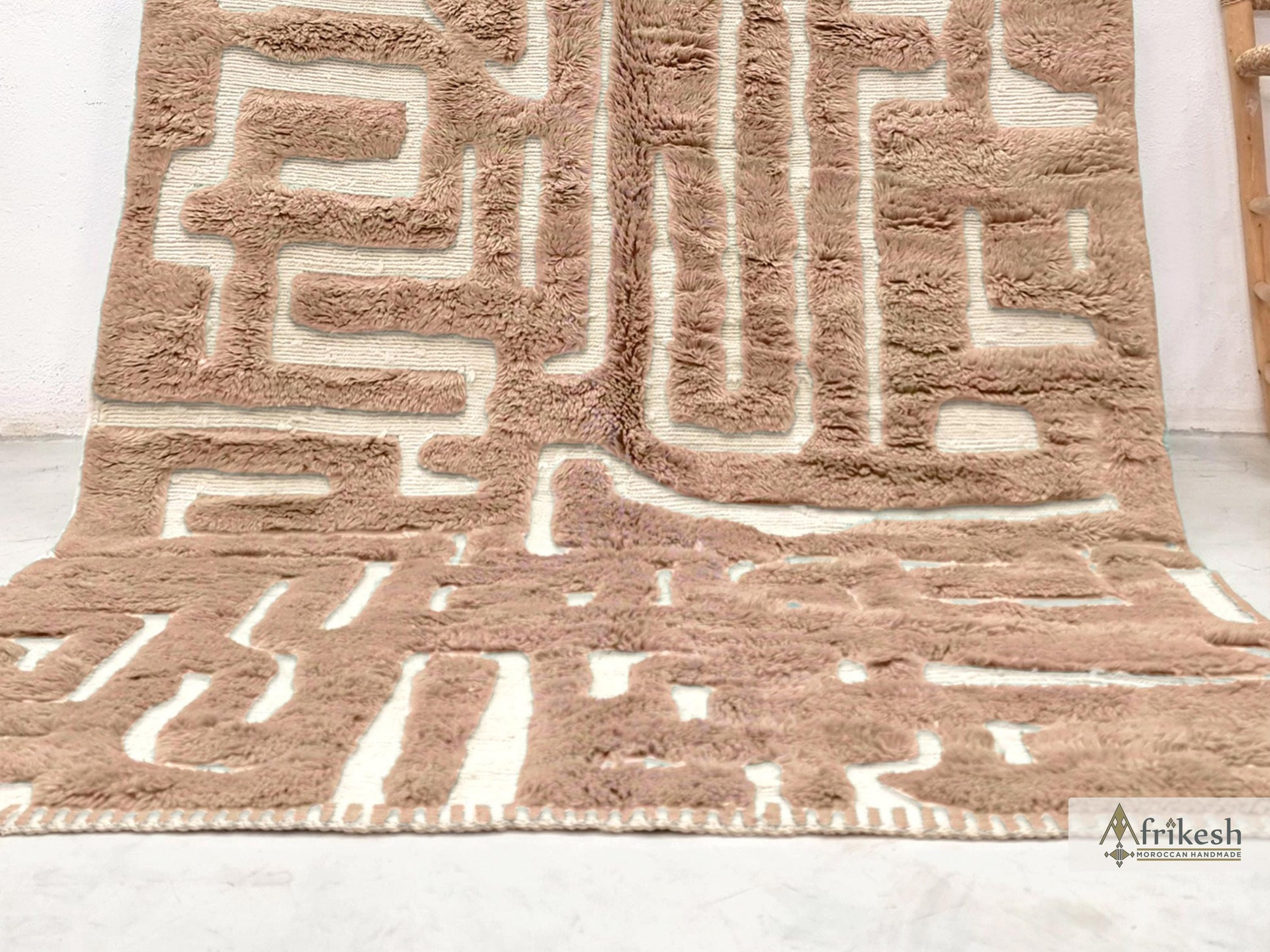 BERBER CARPET, Beni Mrirt Moroccan Rug, Light Brown Wool Rug, Custom Size Area Rug, Hand-Tufted Beni Rug, Luxurious Shag Rug.
