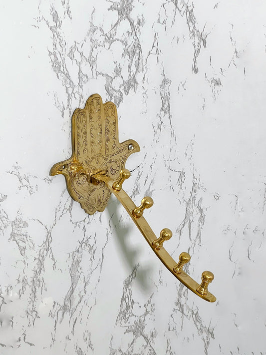 Bathroom Towel Hook - Artisan Moroccan Decorative Bathroom Towel Hook - Brass Handtowel Hook, Dainty Brass Towel Hook