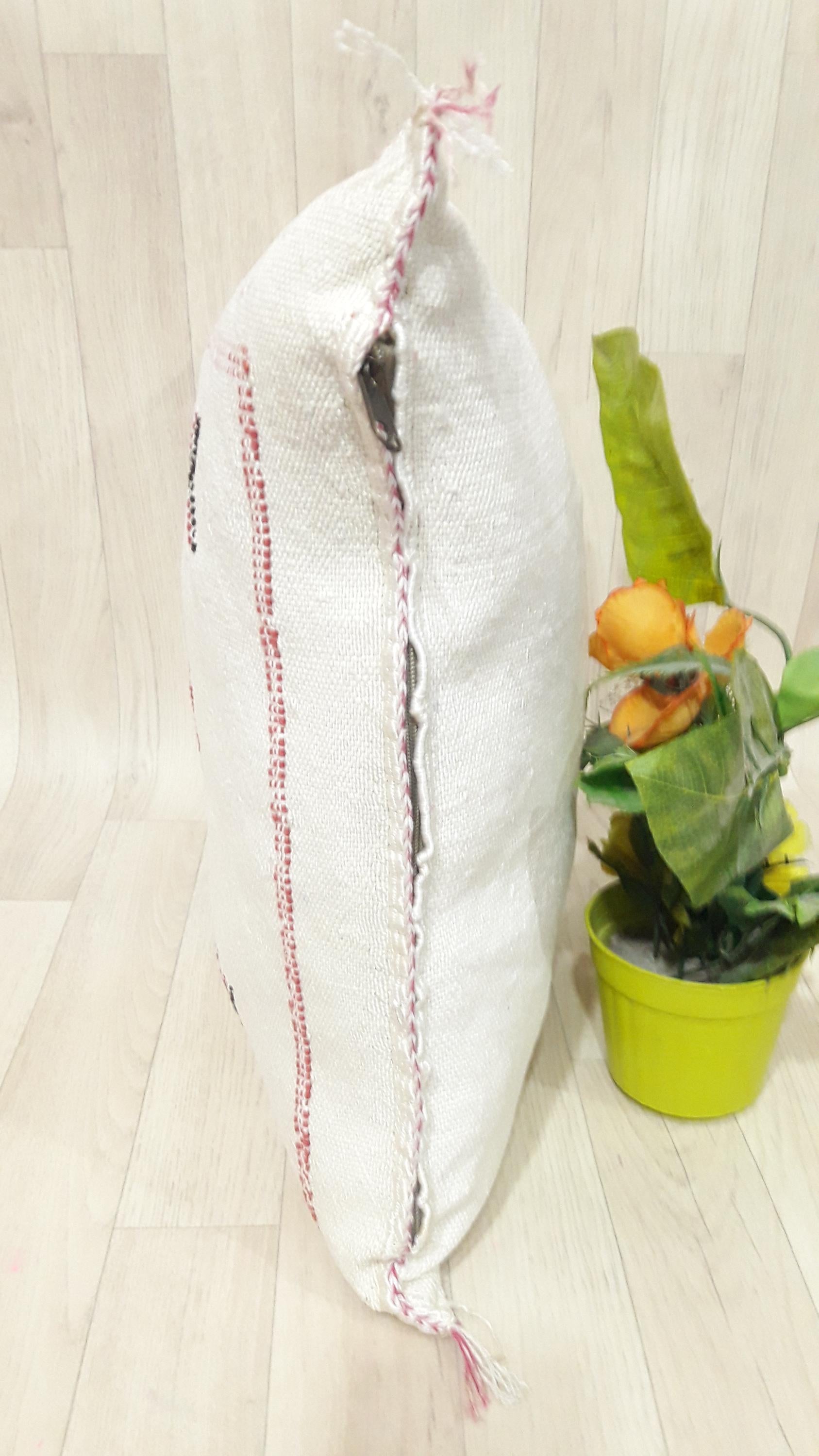 Cactus Silk Cushion Cover - White Sabra Pillow - Handmade Morocco Cushion