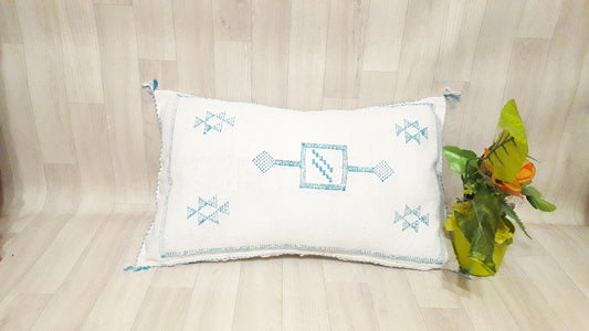 Pillow Decor Cover,Pillow , Soft Pillow Moroccan Boho Throw Pillow ,Hand Woven Berber Pillow, Sabra Cactus Silk Cushion Cover,Pillow,Cushion