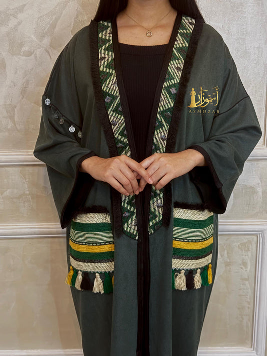 Green Kimono, Moroccan Kimono, Open Caftan, Oversized, Kimono, Spring 2025.