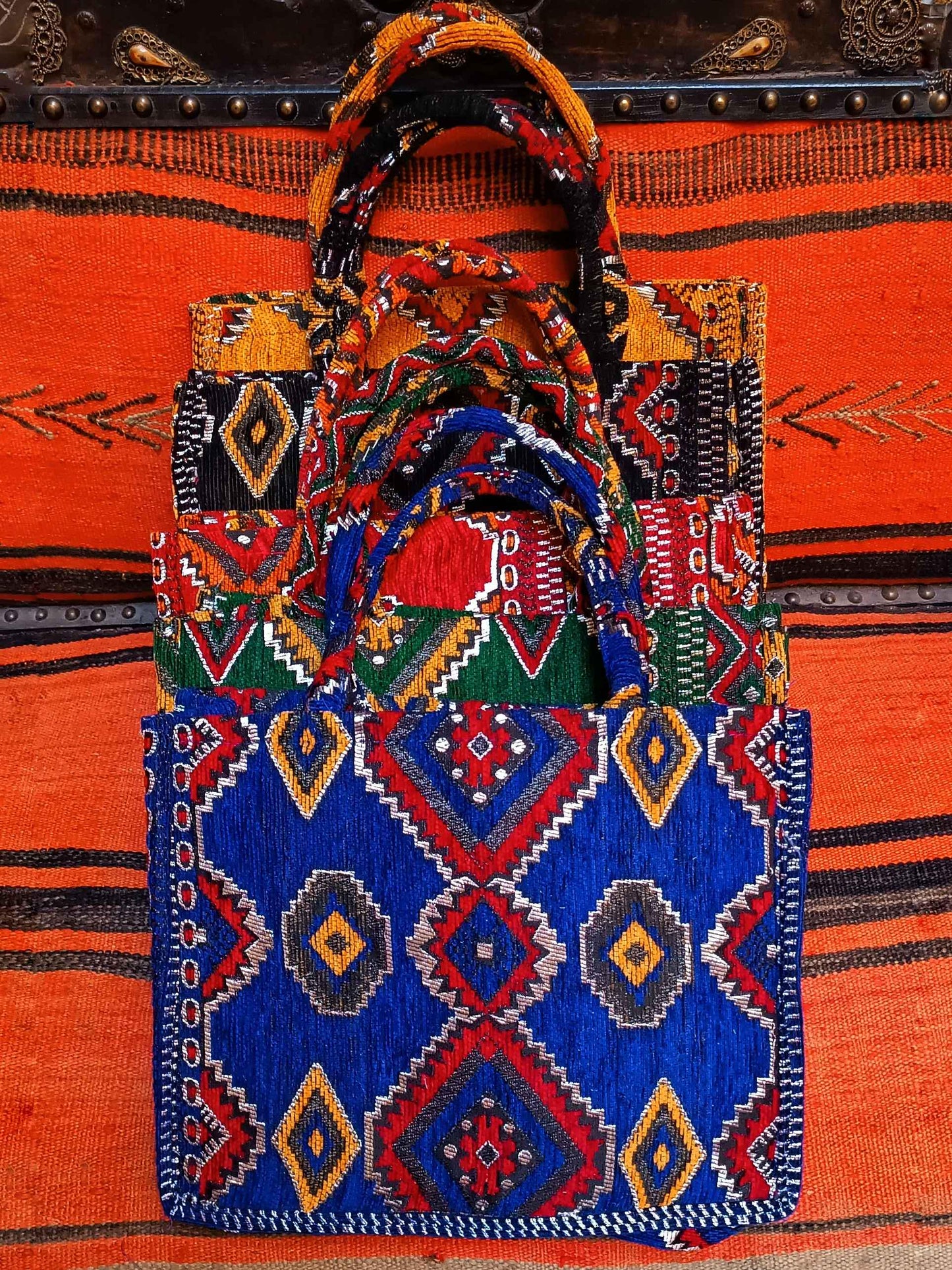 Embroidered Tote Bag - Unique Anniversary or Birthday Gift, Custom Makeup Bag, Moroccan-Inspired Suede Handbag