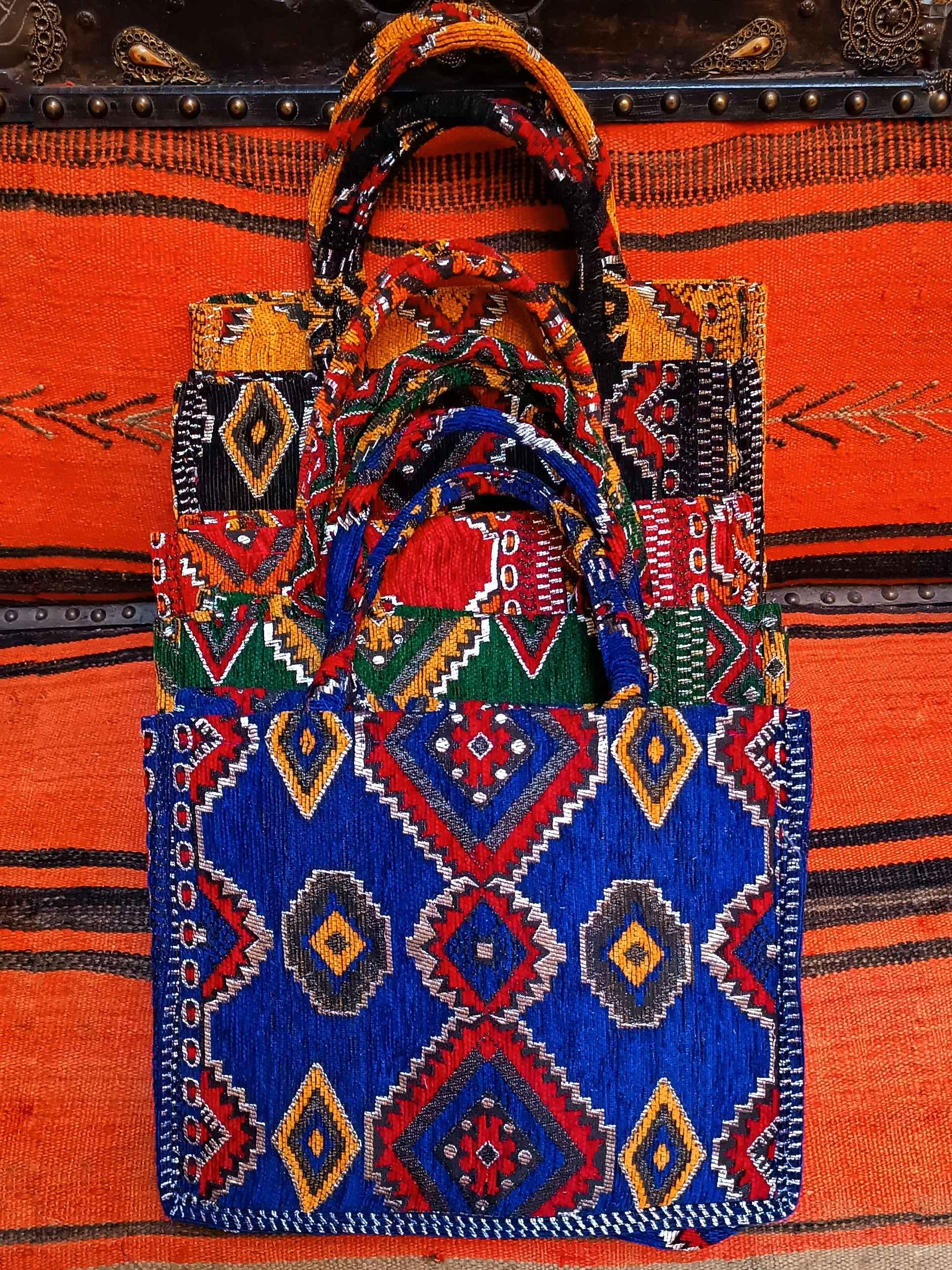 Embroidered Tote Bag - Unique Anniversary or Birthday Gift, Custom Makeup Bag, Moroccan-Inspired Suede Handbag