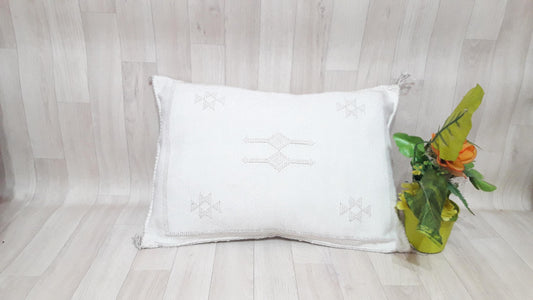 50% off Cactus Silk Pillow Cover, Moroccan Boho Throw Pillow ,Hand Woven Berber Pillow, Sabra Cactus Silk Cushion Cover,Pillow,Cushion