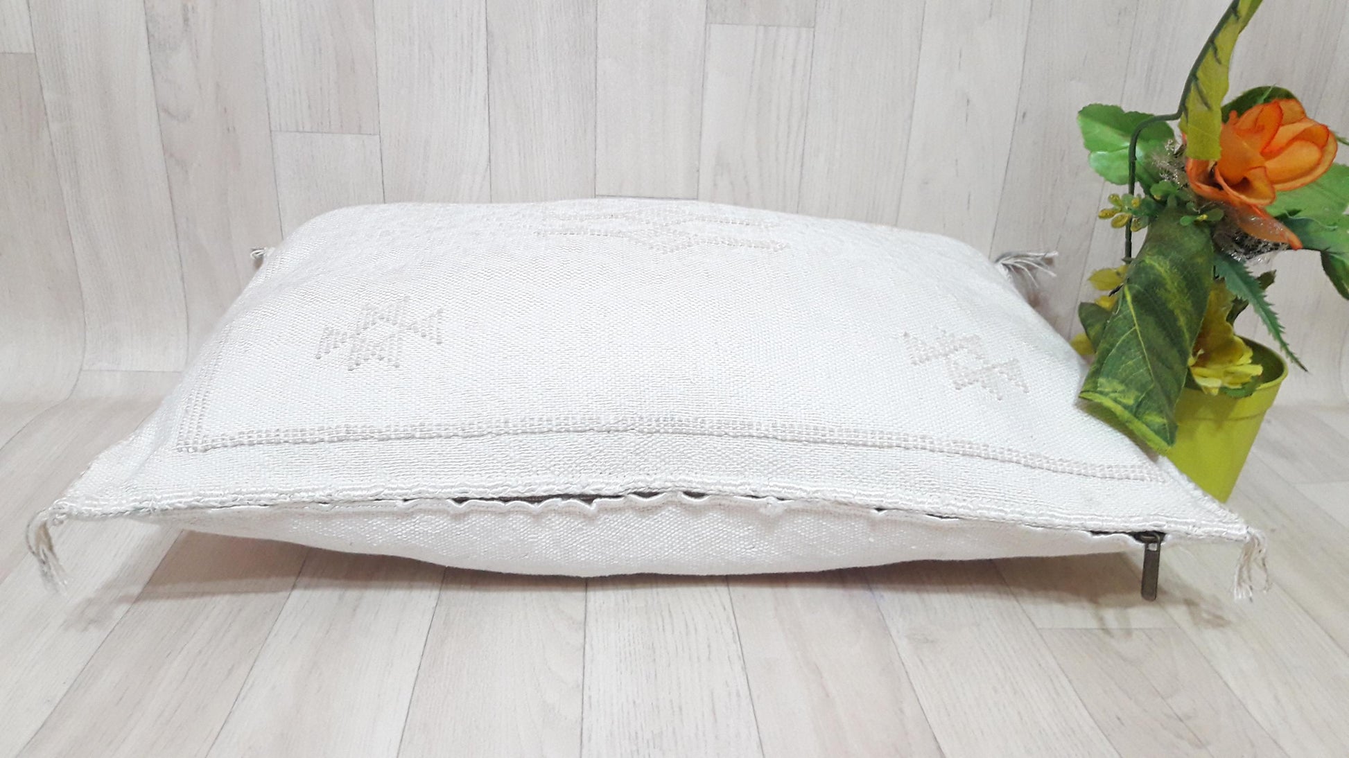 50% off Cactus Silk Pillow Cover, Moroccan Boho Throw Pillow ,Hand Woven Berber Pillow, Sabra Cactus Silk Cushion Cover,Pillow,Cushion