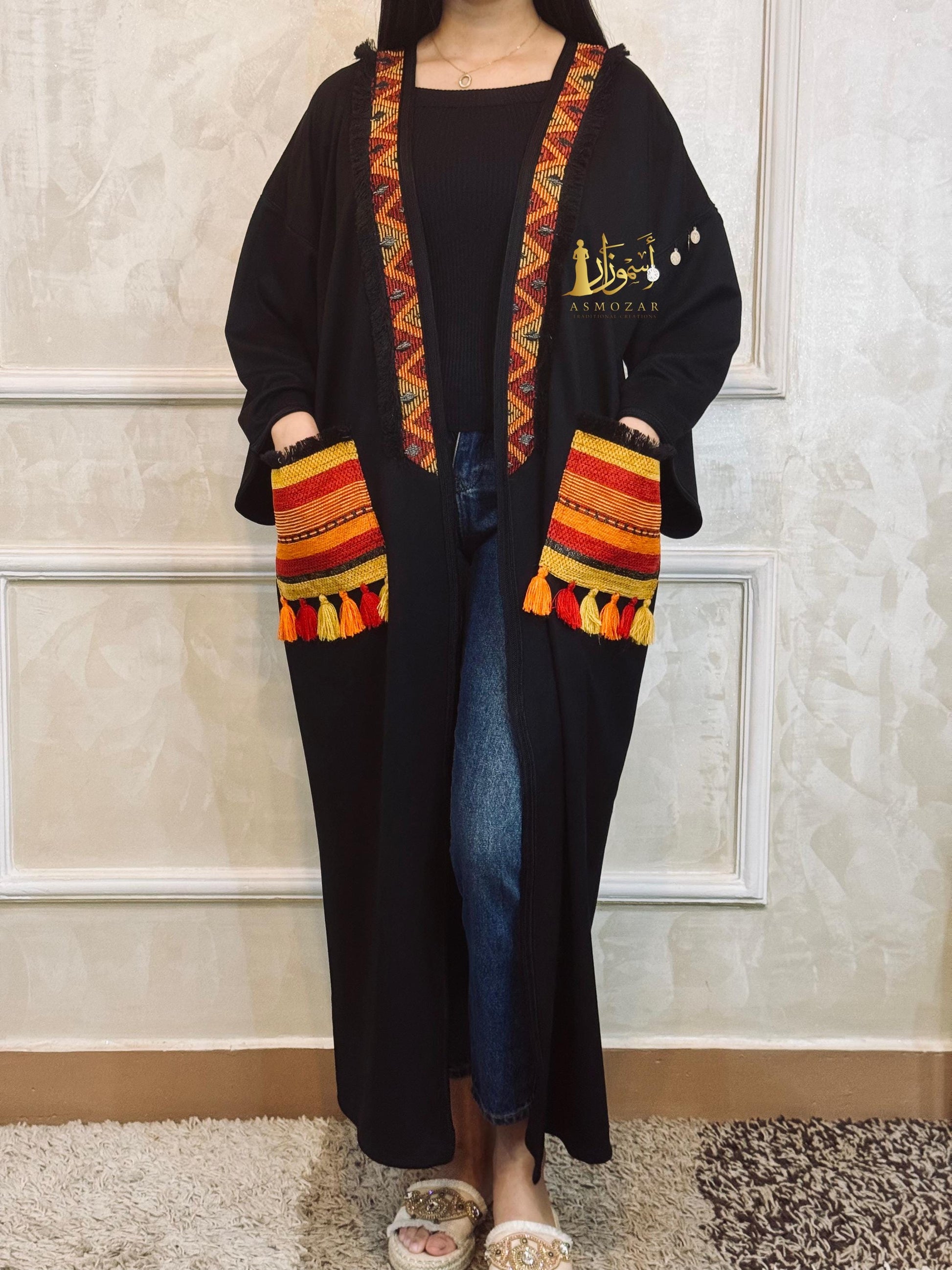 Black Kimono, Traditional Kimono, Moroccan Kimono, Open Caftan, Oversized, Gift, Gift for Her.