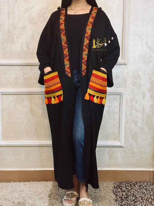 Black Kimono, Traditional Kimono, Moroccan Kimono, Open Caftan, Oversized, Gift, Gift for Her.