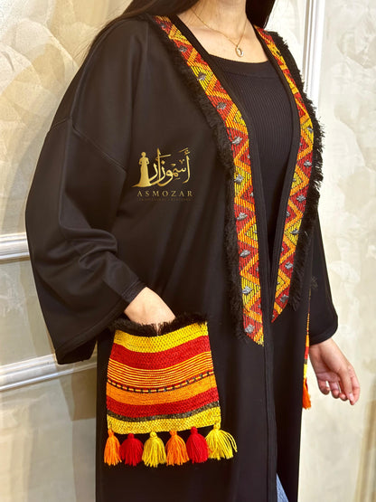 Black Kimono, Traditional Kimono, Moroccan Kimono, Open Caftan, Oversized, Gift, Gift for Her.