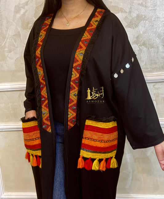 Black Kimono, Traditional Kimono, Moroccan Kimono, Open Caftan, Oversized, Gift, Gift for Her.